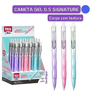 Caneta Gel Tris Holic Fancy Signature 0.5mm Tinta Azul - Luxo Degradê com Textura