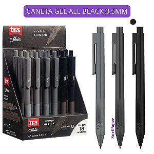 Caneta Gel Luxo 0.5mm All Black Tris Tinta Preta