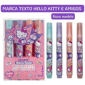 Estojo Marca Texto Hello Kitty e Amigos 4 Cores - Corpo Decorado Léo e Léo - Marca Texto Kawaii