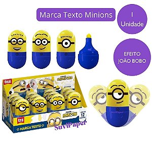 Marca Texto Minions Amarelo Divertido Tipo João-Bobo 1 Unidade