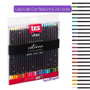 Lapis De Cor 24 Cores Tris Vibes Tons Noturna - 24 Cores - Lápis de Cor Profissional e Artistico