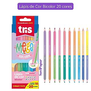 Lápis De Cor Bicolor 20 Cores Mega Soft Color - 20 Cores Tris