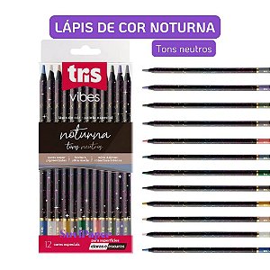 Lápis de Cor Tris Vibes Tons Noturna 12 Cores Tons Neutros Criativos Artístico e Escolar