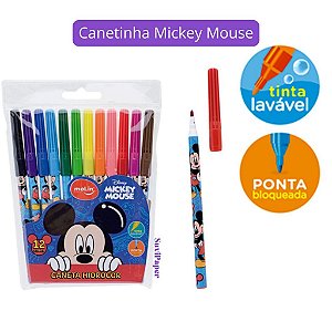 Canetinha Hidrocor 12 Cores Mickey Mouse Disney Molin