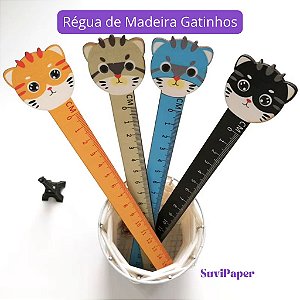 Régua Escolar 15cm de Madeira Gatinho Importado UND