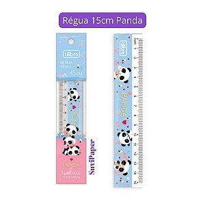 Régua Plástica Estampada Panda 15cm Tilibra - Régua Escolar 1 und