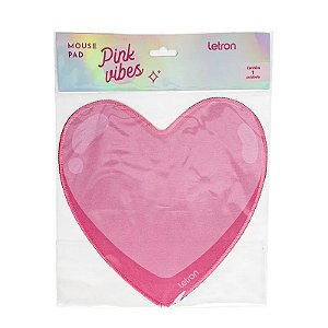 Mouse Pad Gamer Coração Pink Vibes Letron 22,7x23cm