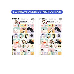 2 Cartelas de Adesivos Purrfect Cats Tilibra