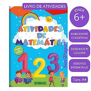 Caderno de Atividades de Matemática 16 folhas e Adesivos Animativa