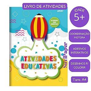Caderno de Atividades Educativas 16 folhas e Adesivos Animativa Pedagógico