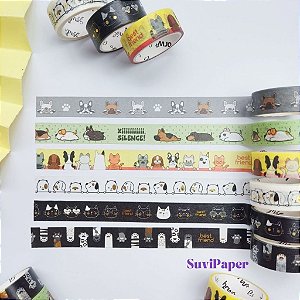 6 Fita Washi Tape Best Friend Pet 15mmx3m