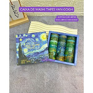 Kit 18 Washi Tapes Van Gogh Fitas Adesivas Decorativas Papelaria Premium