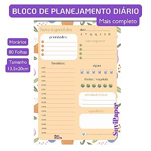 Bloco Planejamento Diário Fun Fruits 3B Completo 80 Folhas -  Tamanho 13,5x20cm Miolo Planejador, Tarefas e Ideias