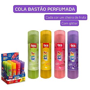 Cola Bastão Tris Jelly 8g 1 Unidade Glitter Cores Sortidas com Cheirinho de Fruta