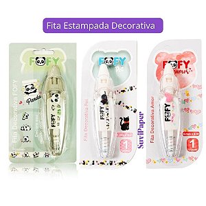 Fita Decorativa 4m Pets Coração, Panda e Gato