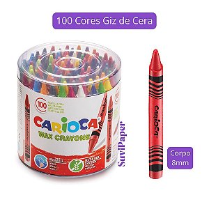Giz de Cera Fino Carioca Pote com 100 Cores Lavável