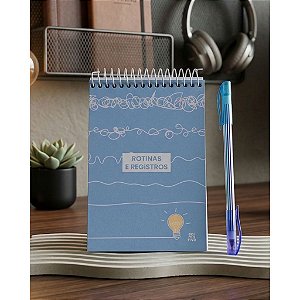 Kit Presenteável Organização, Caderno Rotinas e Registros com 80 Folhas + Caneta Esf. Double 2 em 1 Cores 1.0mm