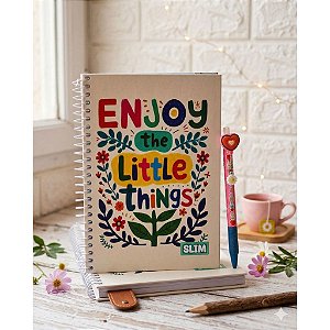 Kit Presenteável Caderno Slim A5 80 Folhas Pautadas + Caneta gel Apagável Tiny Tris 0.7mm Azul