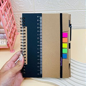Caderno de Anotação com Caneta, Régua e Marca Páginas - 70 Folhas Tamanho 14X18cm Ideal para Estudos e Organização