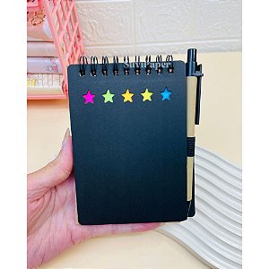 Caderneta de Bolsa com Caneta Esf. 1.0mm e Marca Páginas - 70 Folhas Pautadas para Anotações Tamanho 10x14cm
