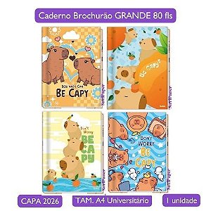 Caderno Brochurão GRANDE Capivara Be Capy Credeal 80 Folhas
