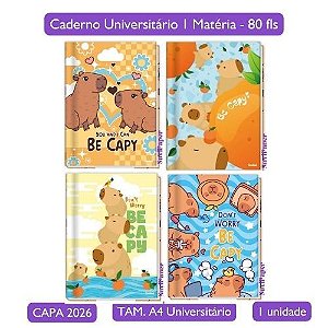 Caderno Universitário Escolar GRANDE Be Capy 1 Matéria 80 Folhas Credeal