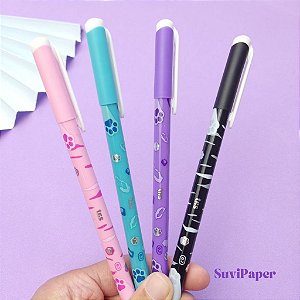 Caneta Esferográfica Colorida 0.7mm Und - Holic Pets Tris - Ponta Fina Tinta Colorida (Rosa, Azul, Roxo, Preto)