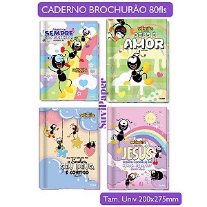 Caderno Brochurão Smilingüido Credeal 80fls Coleção 2026 Smilinguido Cristão Infantil Versículos Brochura Tam 20x27,5cm