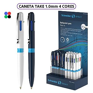 Caneta Esf. 4 Cores Multifuncional Take 4 Preta Schneider Escrita Suave Caneta Luxo Office Escritório