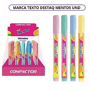 Marca Texto Mentos Compactor Destaq 1 Unidade Ponta Chanfrada com Cheirinho Tons Pastel