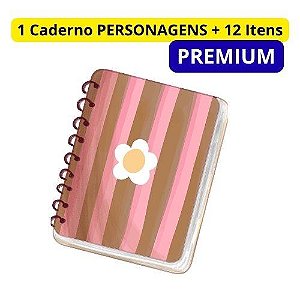 1 Caderno 1M PERSONAGENS + 12 itens PREMIUM