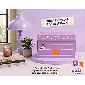Caixa Organizadora Lilás Gatinho Polibras The Best Box G 28 Litros Happy Lab Multiuso