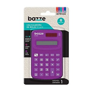 Mini Calculadora De Bolso Bazze B3408 Roxa 8 Digitos Compacta Portatil - Cartela C/1 UN
