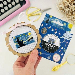 Kit de Ponto Cruz Meu Novo Hobby Pintor - Noite Estrelada -Bordado Artesanal Decoração