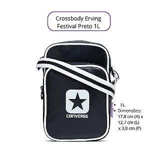 Crossbody Erving Festival Preto 1L Converse Couro Ecológico