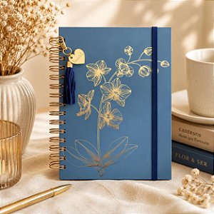 Caderno Wire O Reposicionável A5 Florologia Orquídea Buendia 100 Folhas Decoradas 120 gr