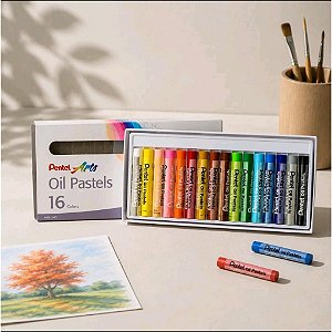 Giz Óleo Pastel 16 cores Pentel