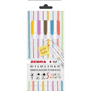 Caneta Marca Texto Mildliner TONS QUENTES – Estojo com 5 Cores