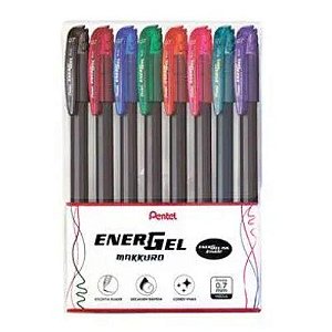 Kit Caneta Energel Makkuro Pentel - 0.7mm 8 Cores Secagem Rápida