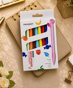 Kit Canetas Perfumadas Sensations NewPen 10 Cores Gel 0.7mm Escrita Macia