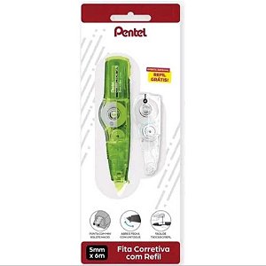 Fita Corretiva e Refil Pentel Verde