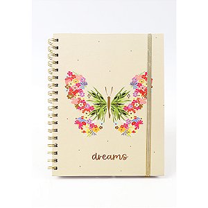 Caderno Colllege Argolado Borboletas - Capa Dura 80 Folhas 17x235cm Estampada Caderno de Anotações