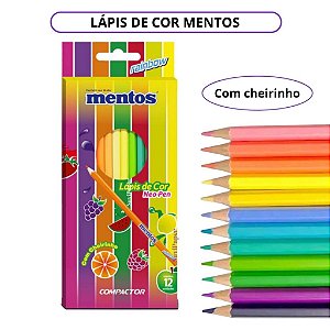 Lápis de Cor Mentos Compactor 12 Cores Neon com Cheirinho Escolar