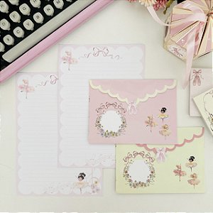 Kit Papéis de Carta - Bailarina Buendía 4 Cartas e 4 Envelopes