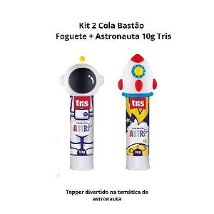 Kit 2 Cola Bastão Astro Foguete + Astronauta Escolar 10g Tris