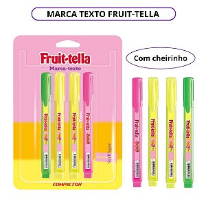 Marca Texto Fruit-Tella Compactor Destaq com Cheirinho 4 Cores