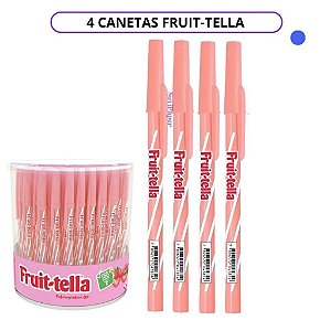 Kit 4 Canetas Esferográficas Fruit-Tella Compactor 0.7mm Tinta Azul
