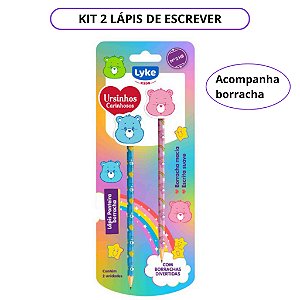 Lápis Grafite HB Ursinhos Carinhosos Lyke com Borracha Blister 2 Unidades