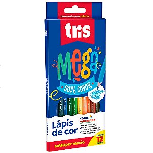 Lápis de Cor 12 Cores Escolar Cores Vibrantes Mega Soft Color Tris Caixa com 12 Lápis Triangulares