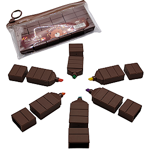 Marca Texto Barra De Chocolate Kit C/ 6 Cores Secagem Rápida